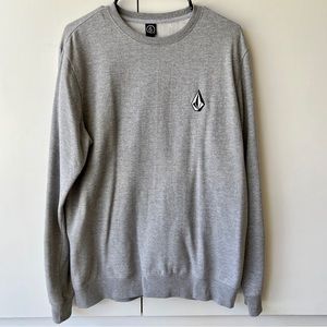 Volcom Iconic Stone Heather Grey Embroidered Logo Crewneck Sweatshirt